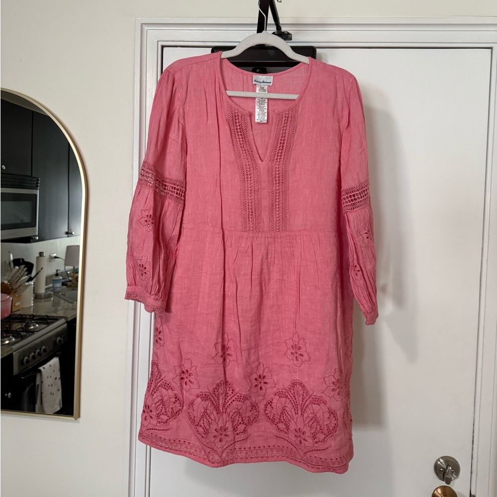 Tommy Bahama Pink Crochet Detail Top